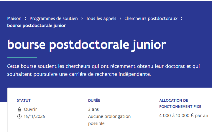 Bourse postdoctorale junior FWO